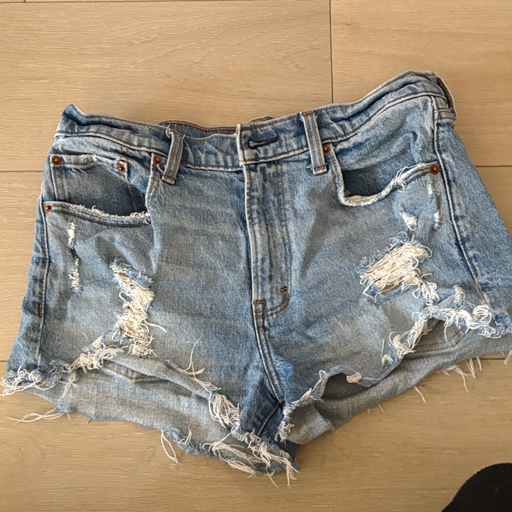 Abercrombie & Fitch Light Blue Distressed Jean Shorts